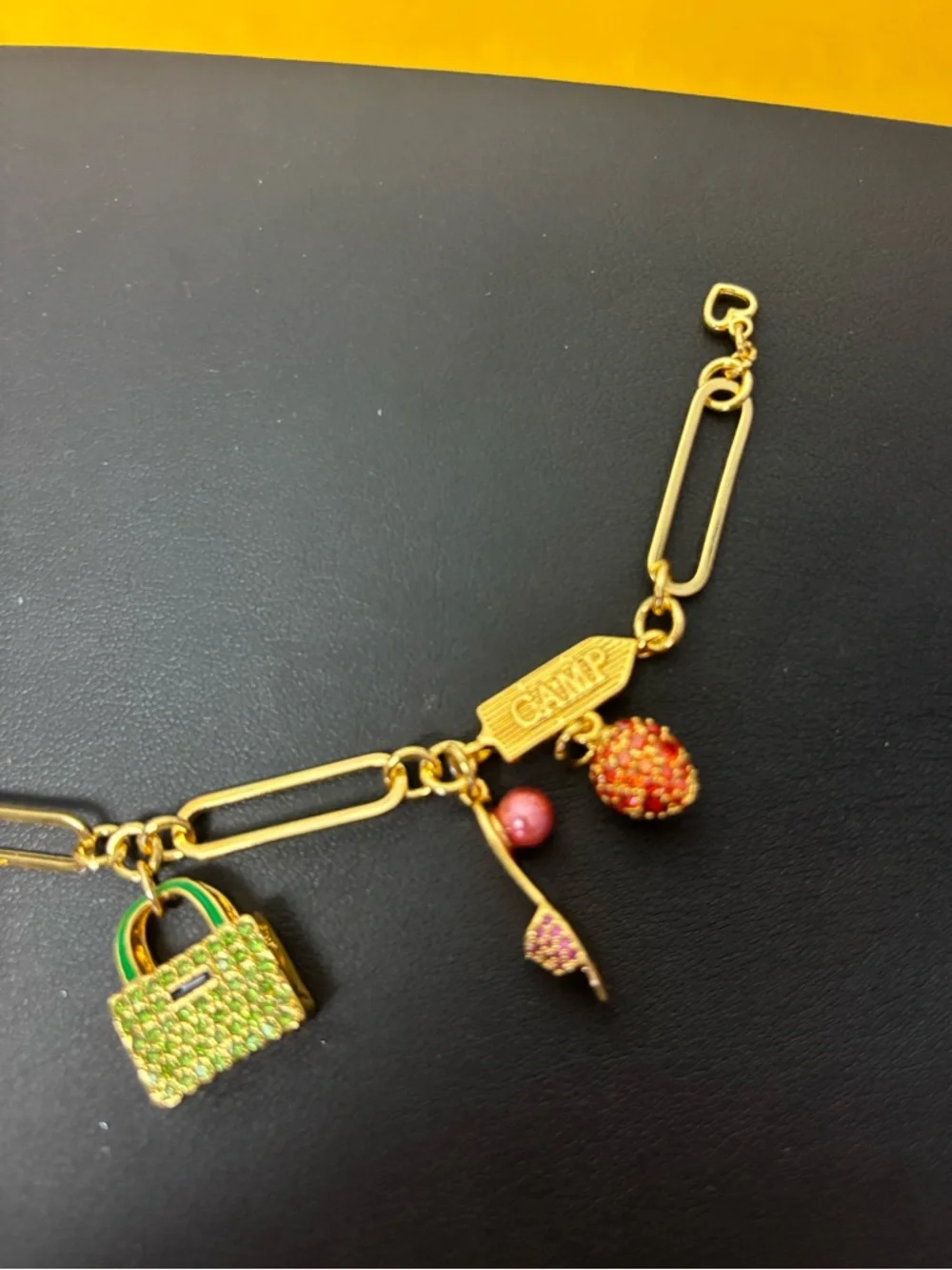 Kate Spade Multicolor Charm Bracelet with Green Bag Charm. NWT. 8” - Picture 4 of 9